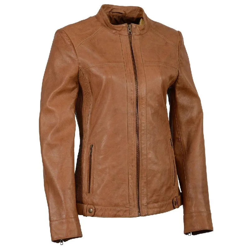 Milwaukee Leather SFL2855 Women's Saddle Zip Front Leather Jacket with Side Stretch Fitting Milwaukee Leather SFL2855 Women's Saddle Zip Front Leather Jacket with Side Stretch Fitting