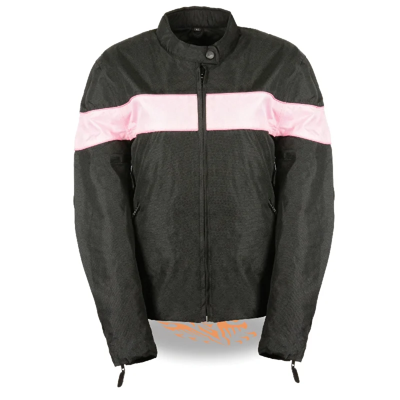 Milwaukee Leather SH2261 Women's Lightweight Black and Pink Textile Motorcycle Jacket with Reflective Piping Milwaukee Leather SH2261 Women's Lightweight Black and Pink Textile Motorcycle Jacket with Reflective Piping