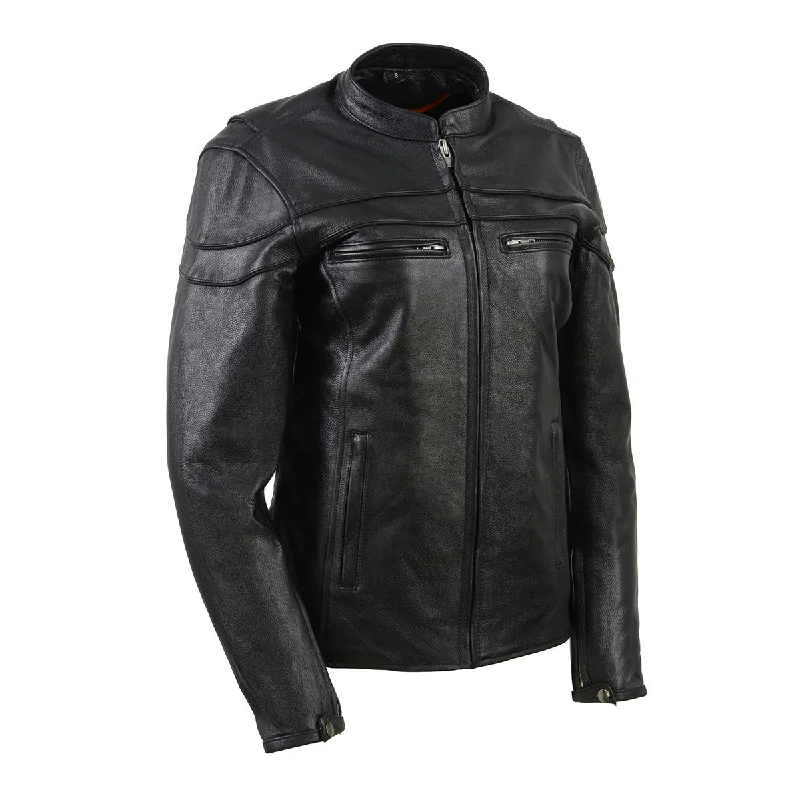 Milwaukee Leather SH8011 Women's Black Leather Sporty Scooter Crossover Biker Jacket Milwaukee Leather SH8011 Women's Black Leather Sporty Scooter Crossover Biker Jacket