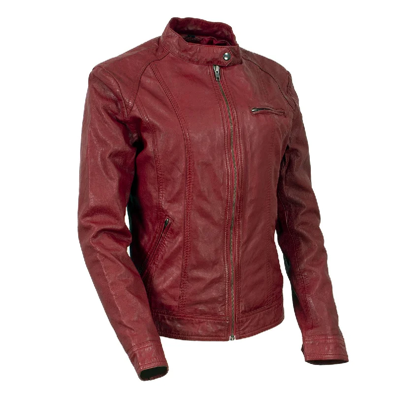 Milwaukee Leather Vintage SFL2811 Women's Red Zipper Front Motorcycle Casual Fashion Leather Jacket Milwaukee Leather Vintage SFL2811 Women's Red Zipper Front Motorcycle Casual Fashion Leather Jacket
