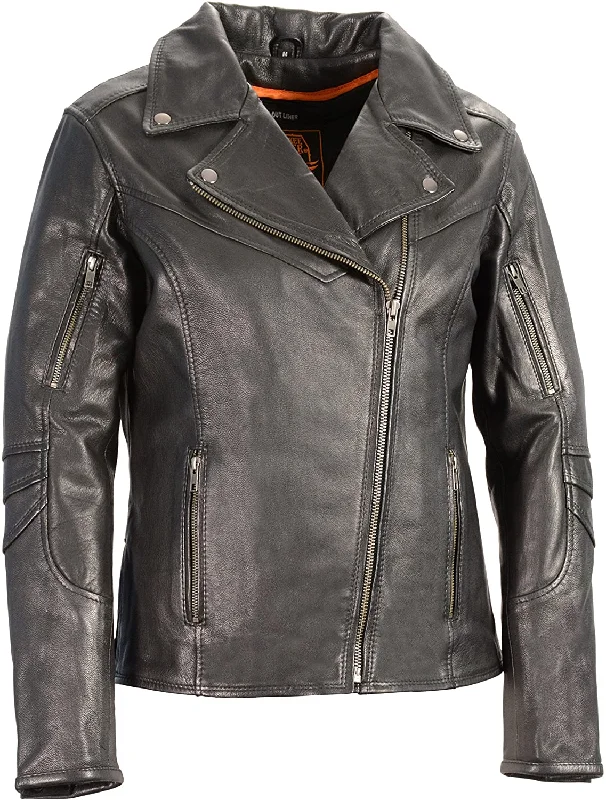 Black Lightweight Long Length Vented Leather Jacket