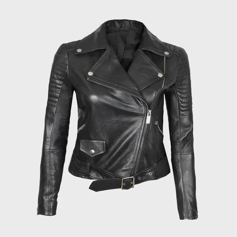 Missouri Women Black Quilted Motorcycle Style Jacket