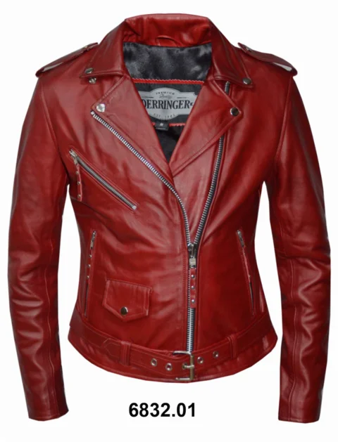 Red Lambskin Leather Motorcycle Jacket