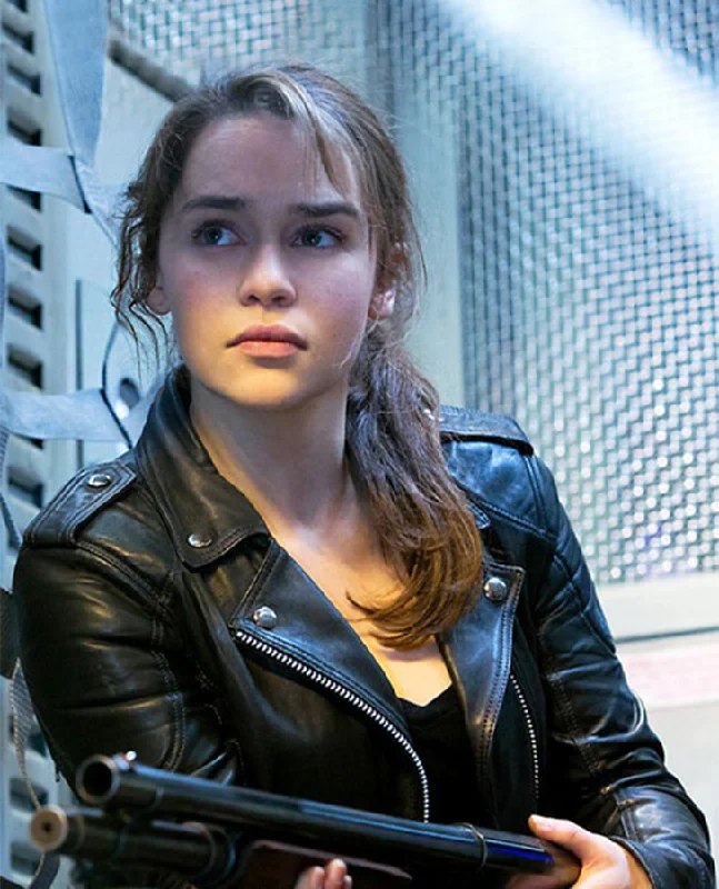 Sarah Connor Terminator Genisys Black Leather Jacket