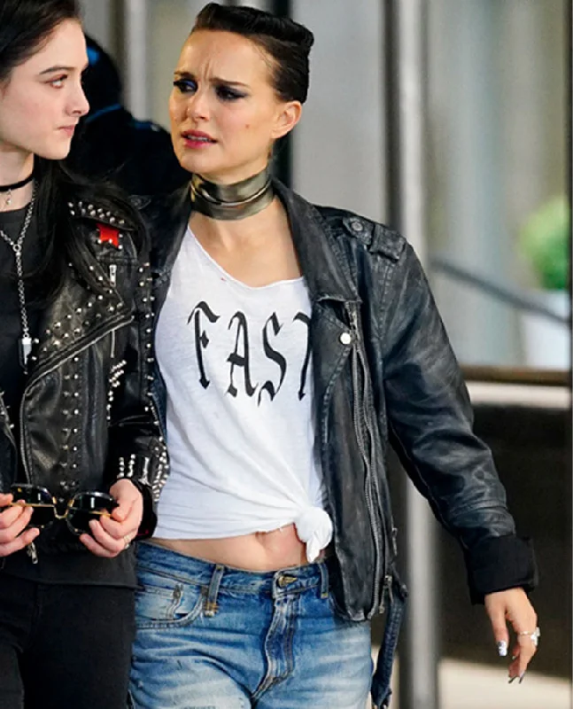 Vox Lux Natalie Portman Black Biker Leather Jacket