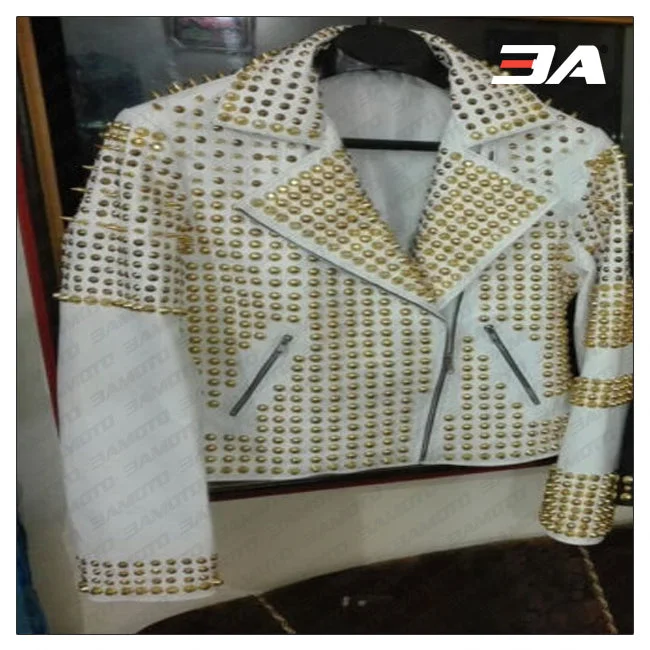 Women Fashion Studded Punk Rock Leather Jacket SJW109
