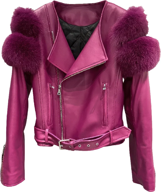 Women’s Burgundy Wine Genuine Lambskin Sherpa Shearling Faux Fur Fluffy Sleeves Classic Outfit Smooth Lightweight Leather Jacket Women’s Burgundy Wine Genuine Lambskin Sherpa Shearling Faux Fur Fluffy Sleeves Classic Outfit Smooth Lightweight Leather Jacket