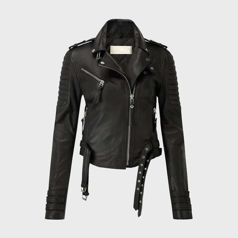 Women's Black Sheep Leather Biker Jacket