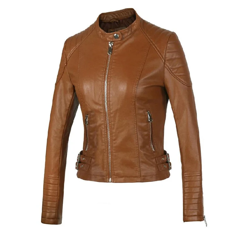 Women's Brown Motorcycle Leather Jacket