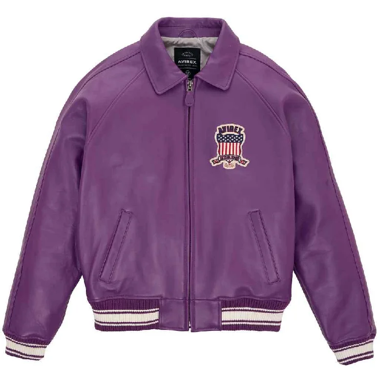 Womens Burgundy Avirex Leather Jacket