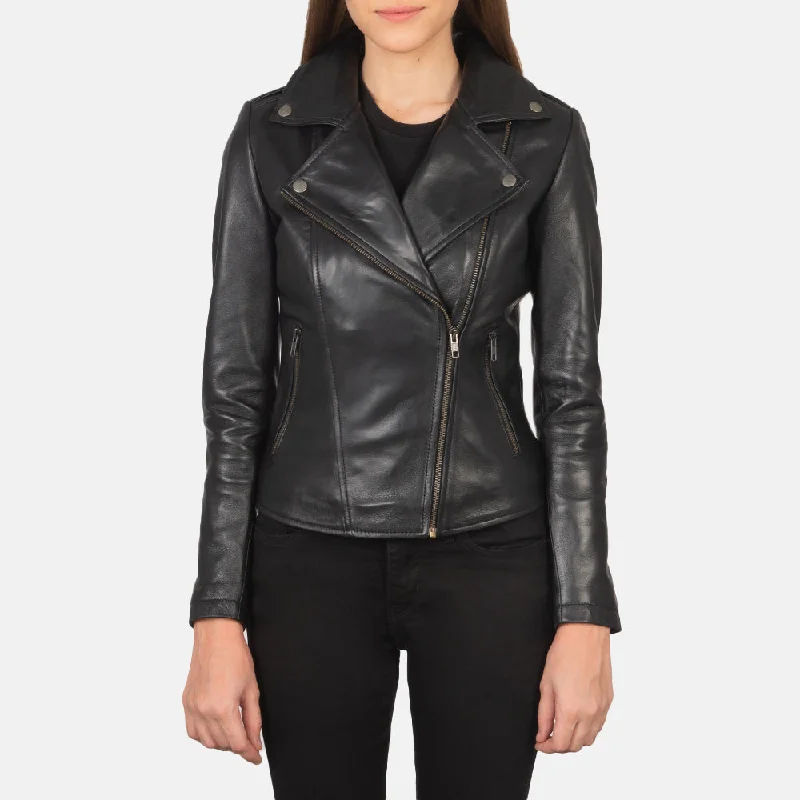 Women's Flashback Biker Black Leather Jacket