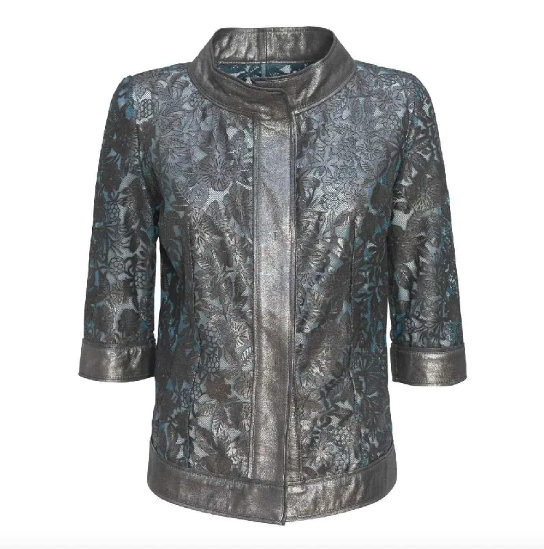 Womens Japanese Style Floral Leather Jacket