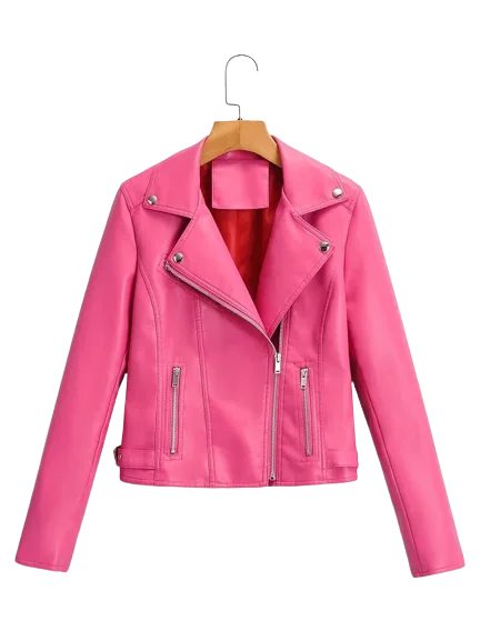 Womens Rosa Genuine Lambskin Biker Leather Jacket