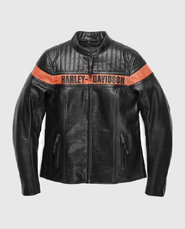 Women's Harley Davidson Victory Sweep Leather Riding Jacket