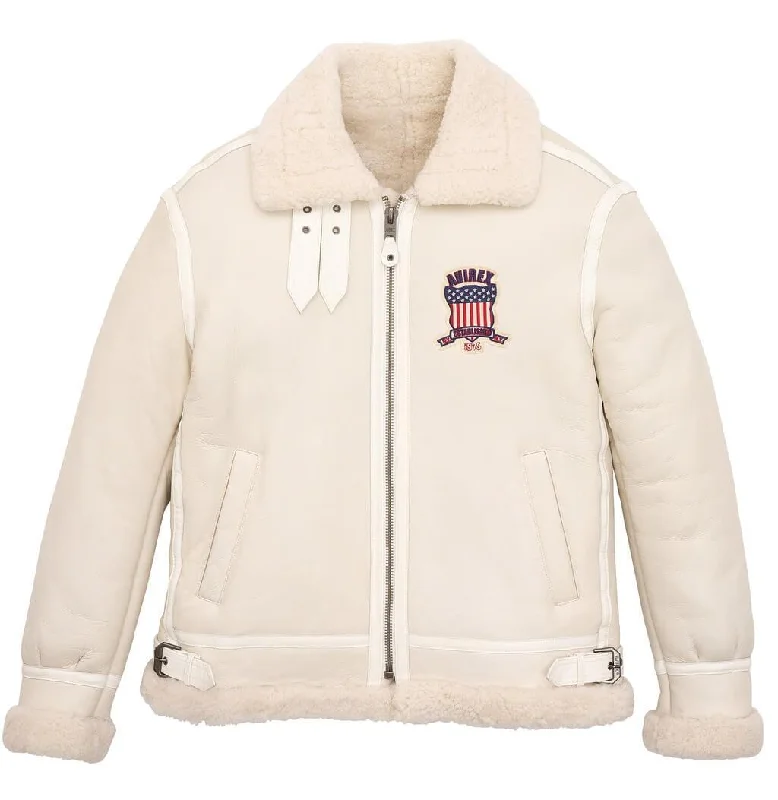 Womens White Sheepskin Avirex B3 Bomber Jacket