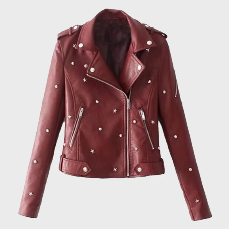 Women's Winter Leather Biker Jacket