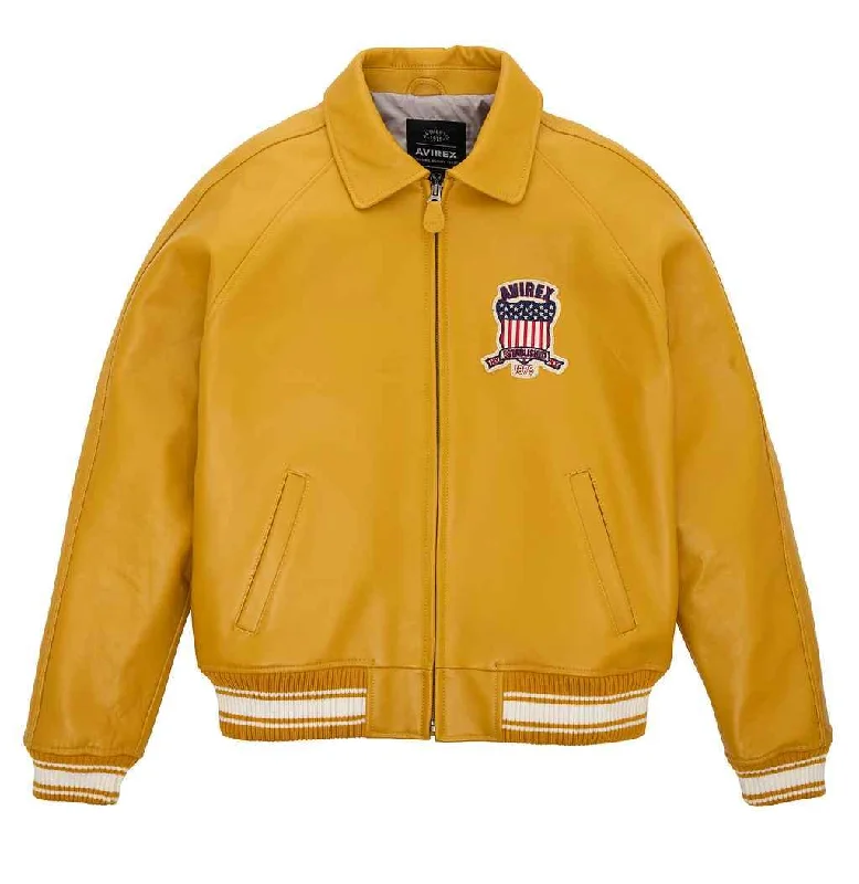 Womens Yellow Avirex Leather Jacket