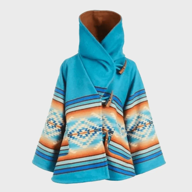Yellowstone Beth Dutton Blue Hooded Semi Cloak Coat